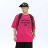 Distressed, faded, broken letter printed short-sleeved T-shirt for men, summer loose pure cotton retro couple's T-shirt top for women q Specification image